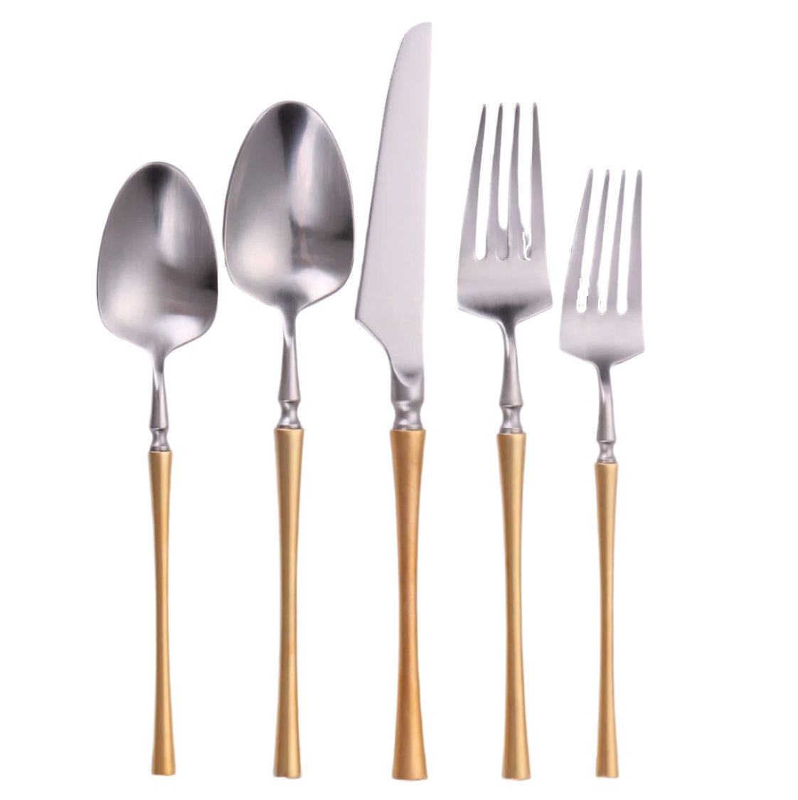 Vikko Dine - Irene, Brushed Gold And Silver, 18/10 Flatware, 20 Pc Set, Service For 4, Gift Box Window