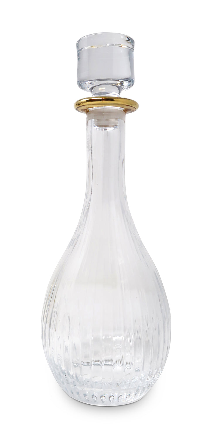 Vivience Decanter with Linear Design and Gold Rim