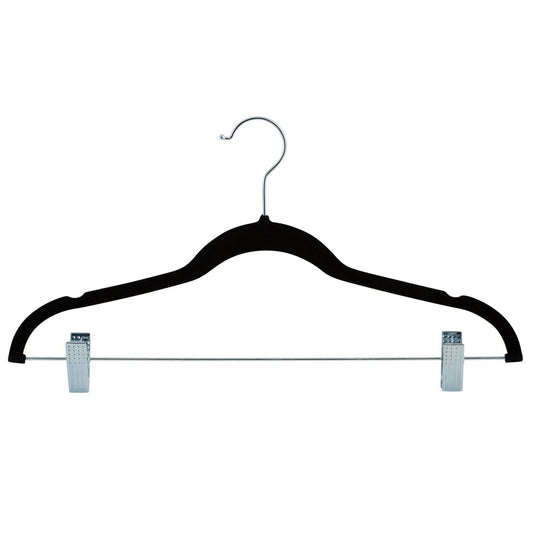 Velvet Hangers with Clips - Black