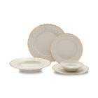 Vikko Luxe - Bernadotte Gold, Ivory, 20 Pc Dinnerware Set, includes Service For 4, Dinner, Salad, Soup, Bread & Butter, Dessert
