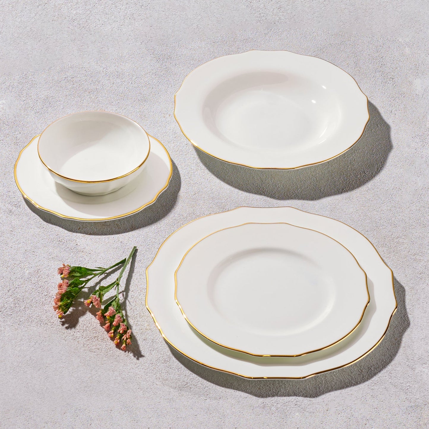 Vikko Shine - Spring Gold, 20 Pc Dinnerware Set, includes Service For 4, Dinner, Salad, Soup, Bread & Butter, Dessert 2