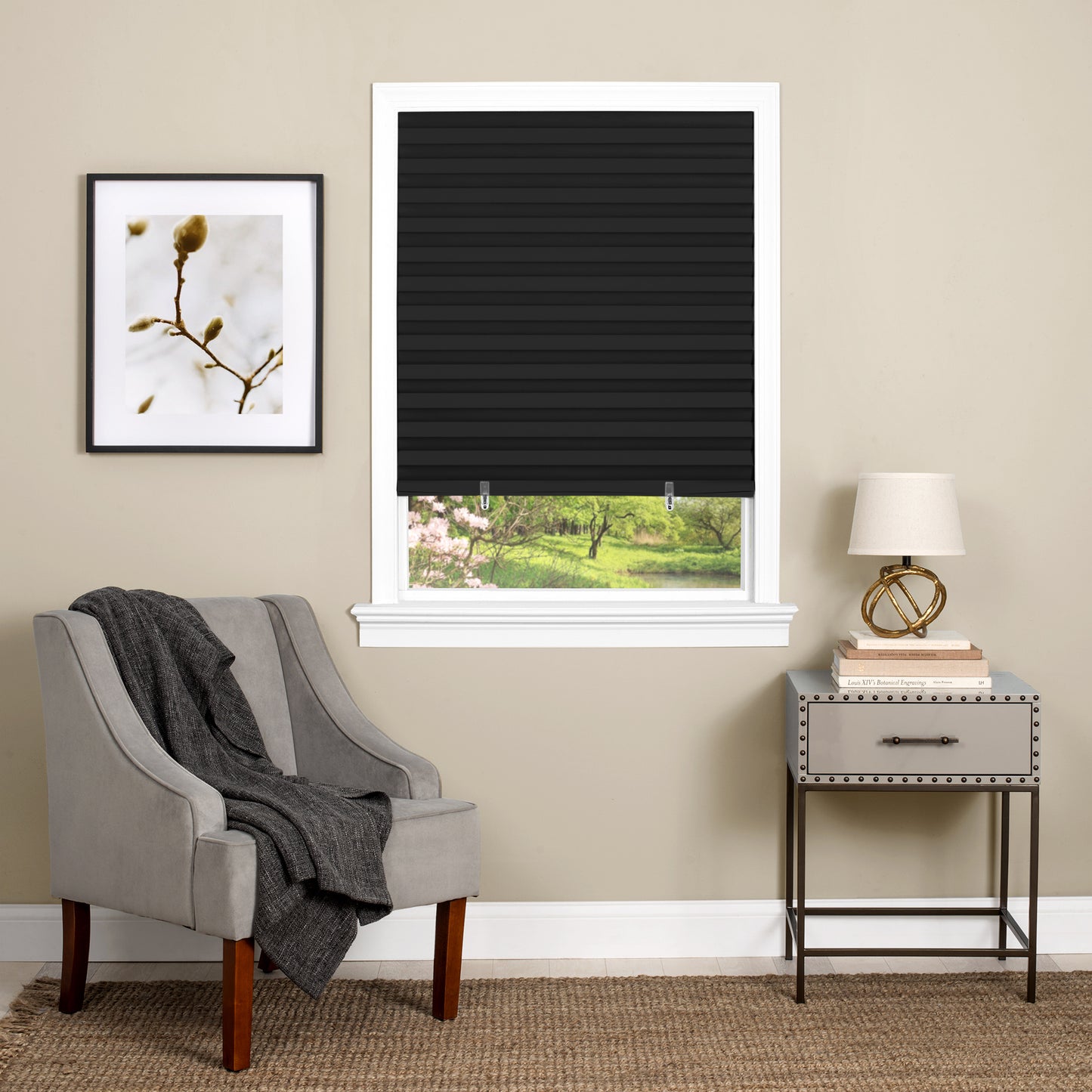 WINDOW SHADE-PLEATD-36x75-BLACK 1
