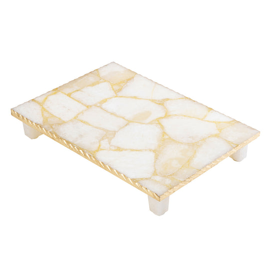White Quartz with Gold Challah Board