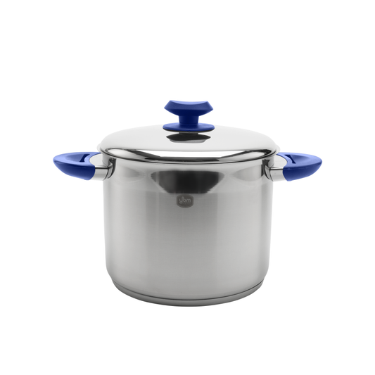 YBM Stainless Steel Stockpot with Lid, Blue - 7 Qt