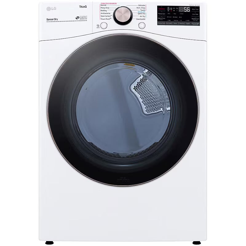 LG 27 in. 7.4 cu. ft. Smart Stackable Round-Door Gas Dryer with Built-In Intelligence, Sensor Dry, Turbo Steam, Sanitize & Steam Cycle - White