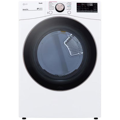LG 27 in. 7.4 cu. ft. Smart Stackable Round-Door Gas Dryer with Built-In Intelligence, Sensor Dry, Turbo Steam, Sanitize & Steam Cycle - White