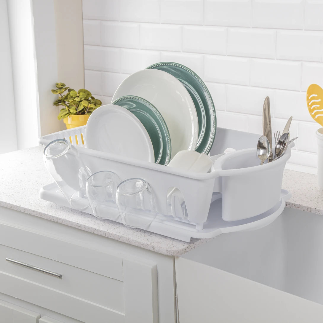 DISH DRAINER SET-JUMBO-WHITE