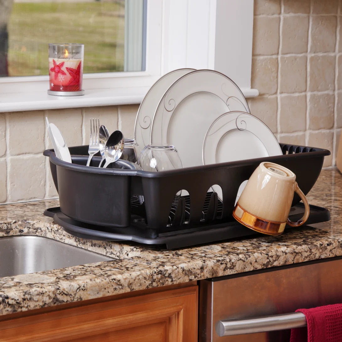 DISH DRAINER SET-JUMBO-BLACK