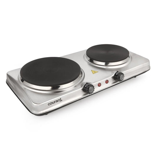 1700 Watts Electric Double Burner, Stainless Steel Design