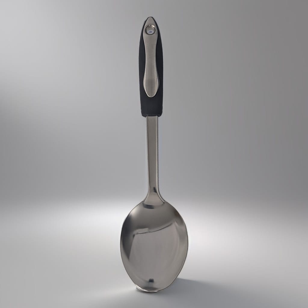 EFG Home, Rubber Handle Stainless Steel Solid Spoon