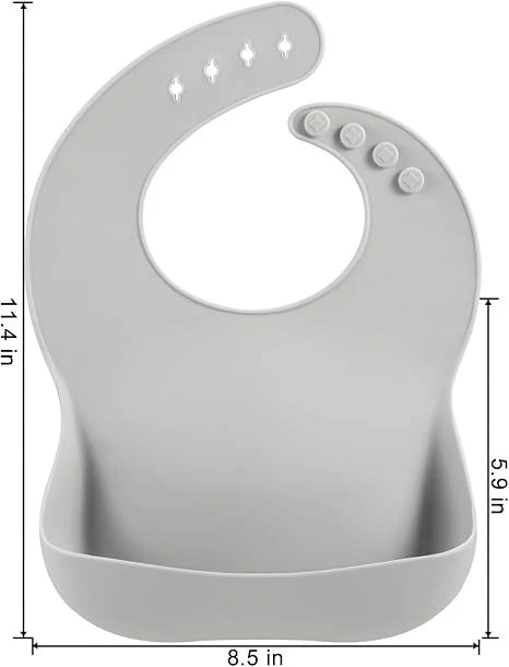 Cozy Home Silicone Bib With Open Pocket Grey
