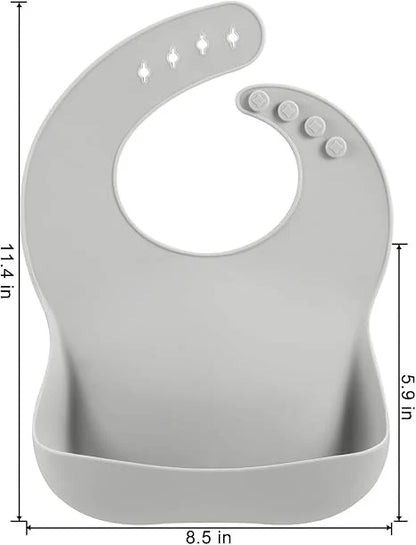 Cozy Home Silicone Bib With Open Pocket Grey
