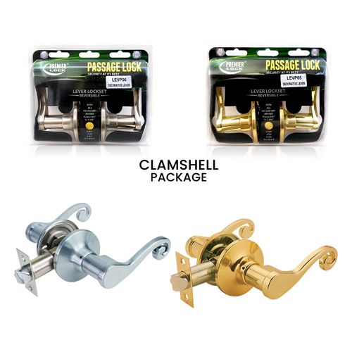 Commercial Duty Passage Door Lever Lock Set With Decorative Handle-Carded