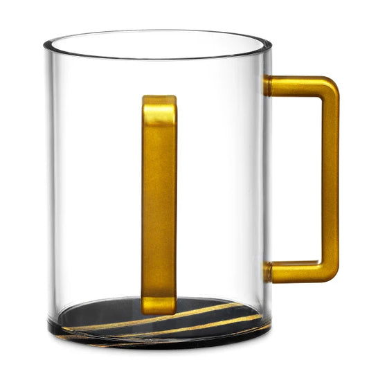 Premium Acrylic Wash Cup Gold Trim & Marble Bottom