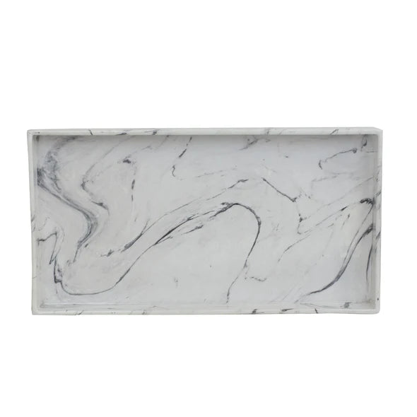 Serving Tray Faux White Marble 4
