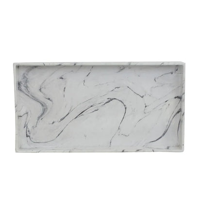 Serving Tray Faux White Marble 4