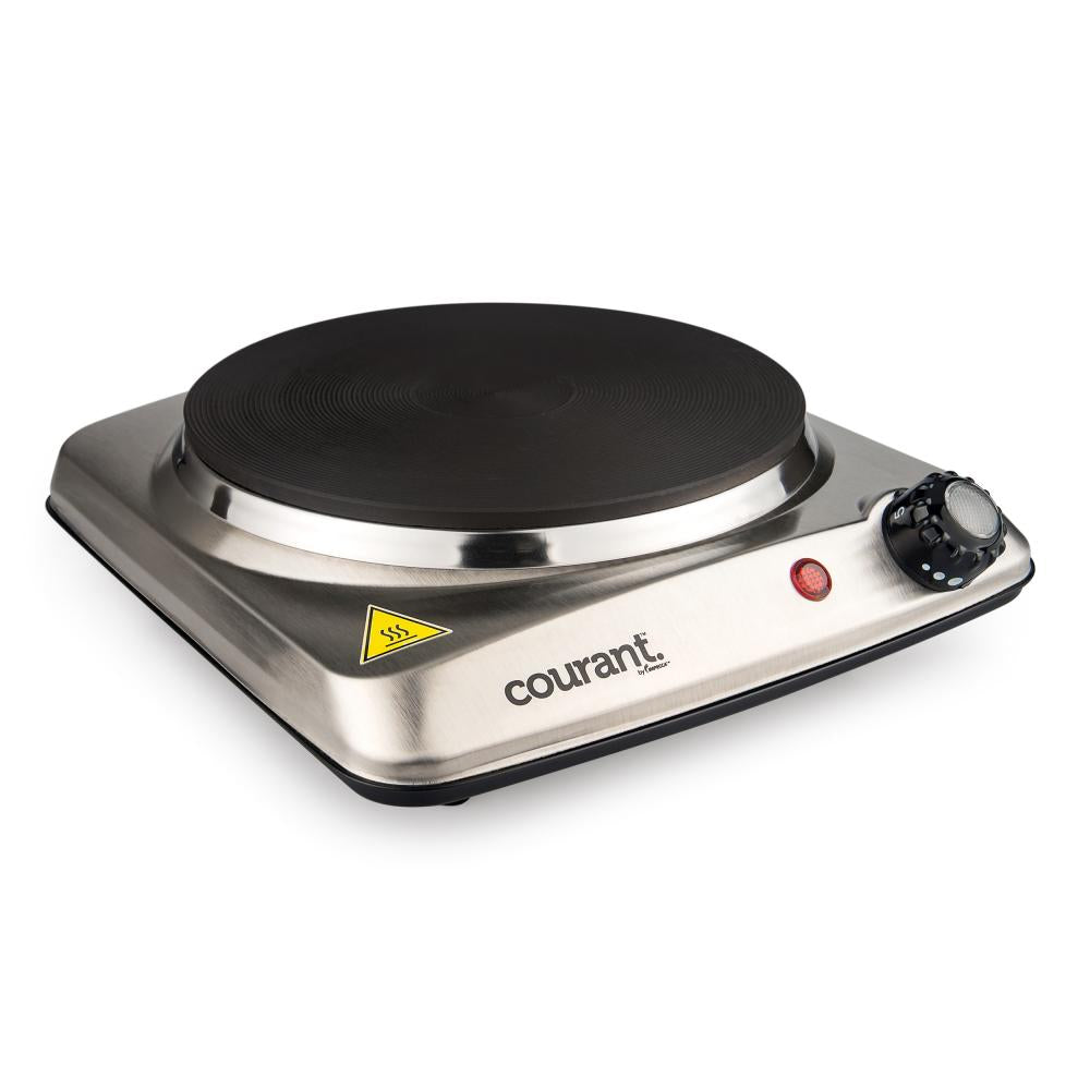 1000 Watts Portable Single Electric Burner, Stainless Steel Design