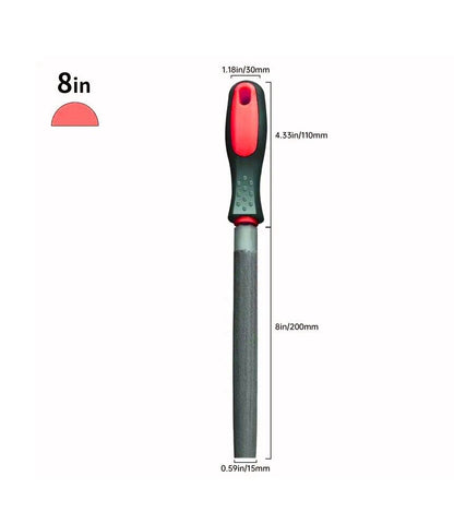 8" HALF ROUND BASTARD FILE RUBBER GRIP HANDLE CARD