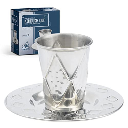 stainless steel kiddush cup with tray style#9 1