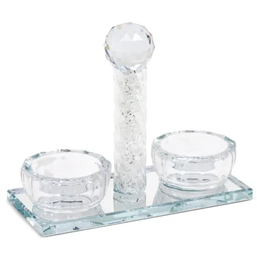 Nua Crystal Salt Holder Siwrls White Filling 5.5"