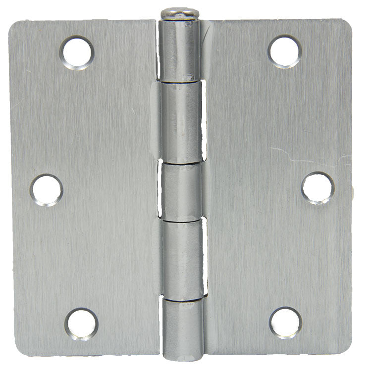 3-1/2" X 3-1/2" Butt Hinge With 1/4" Radius - Dull Chrome