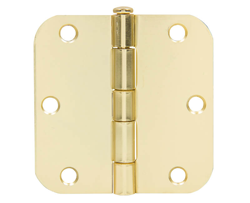 3-1/2" X 3-1/2" Butt Hinge With 5/8" Radius - Brass Plated