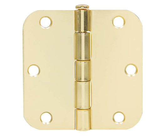 3-1/2" X 3-1/2" Butt Hinge With 5/8" Radius - Brass Plated