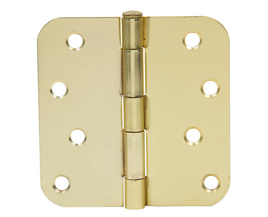 4" X 4" Butt Hinge With 5/8" Radius - Brass Plated