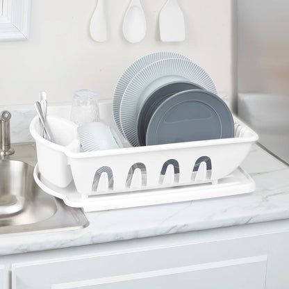 DISH DRAINER SET-JUMBO-WHITE