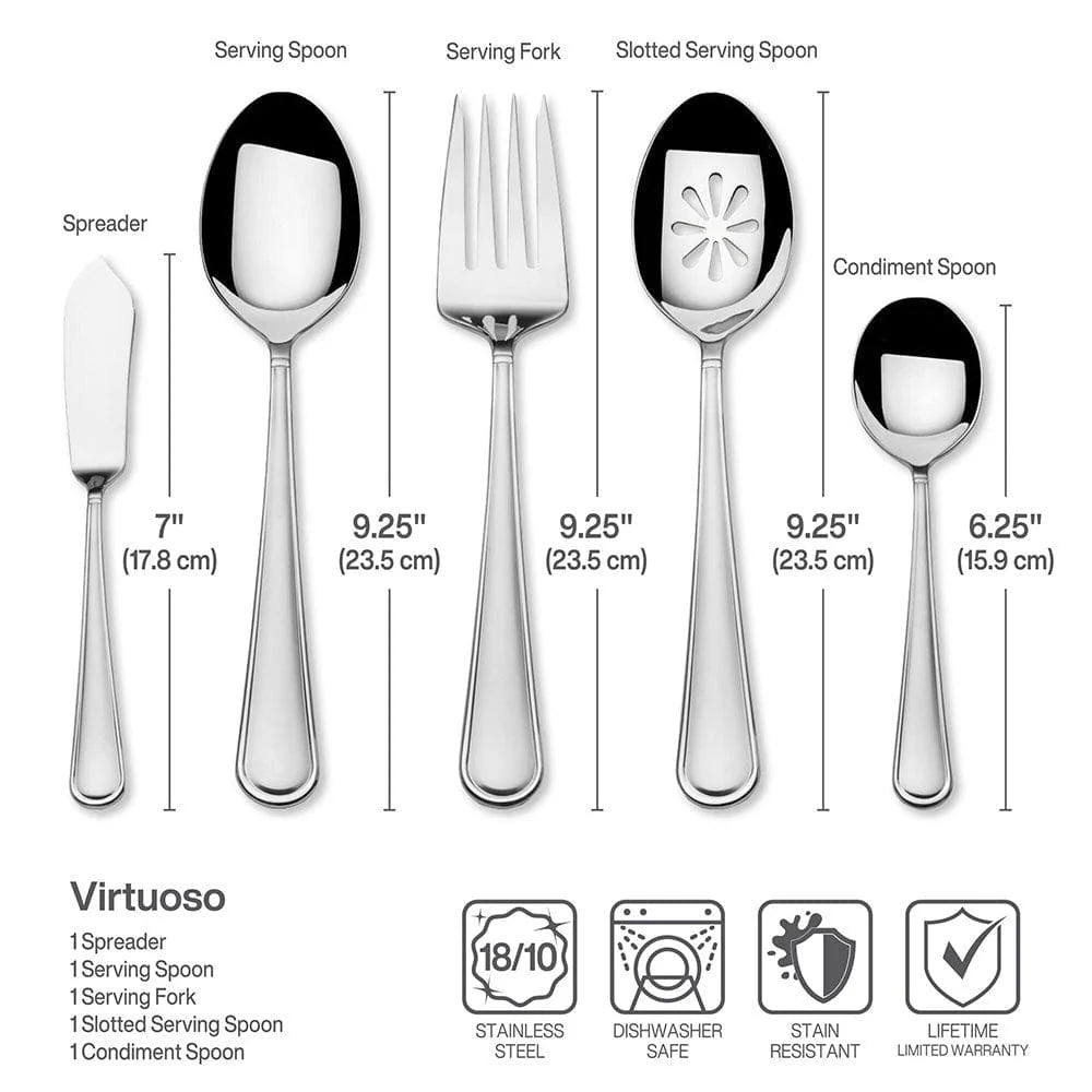 Mikasa, Virtuoso Mirror, 65 Piece Flatware Set, Service for 12, 18/10 Stainless Steel