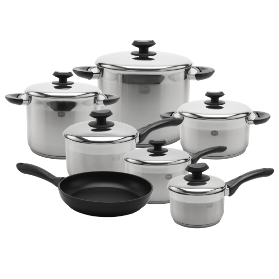 YBM 13pc Stainless Steel Cookware Black Handle