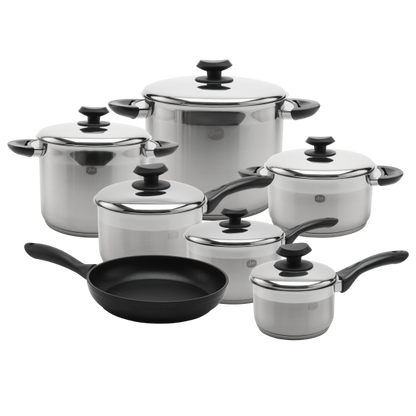 YBM 13pc Stainless Steel Cookware Black Handle