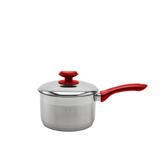 Ybm 3.5 Qt S''S Sauce Pot W/Lid Red
