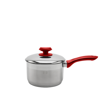 Ybm 1 Qt S''S Sauce Pot W/Lid Red