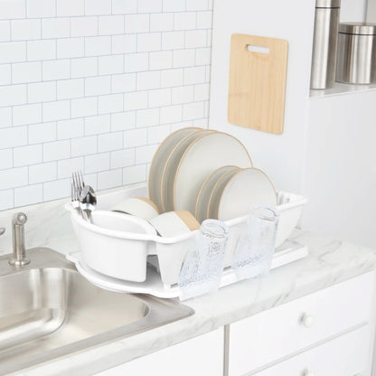 DISH DRAINER SET-JUMBO-WHITE